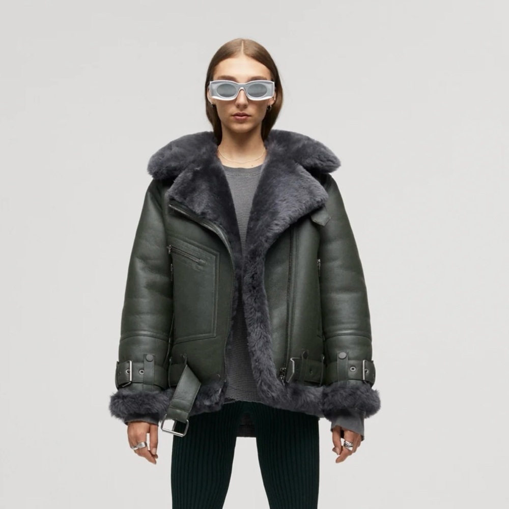 Women's Shearling Leather Jacket Moya V Storm